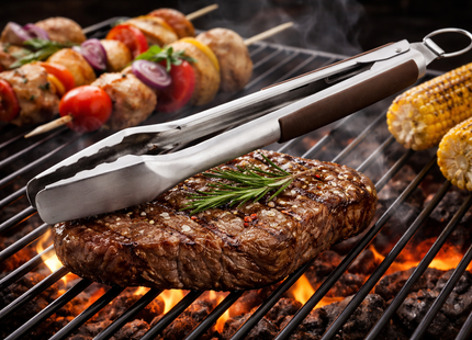 Atom Grills Stainless Steel BBQ Tongs for Grilling & Outdoor Cooking