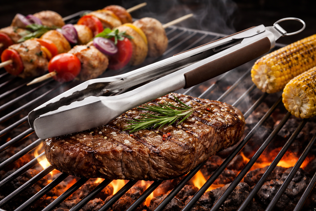Atom Grills Stainless Steel BBQ Tongs for Grilling & Outdoor Cooking