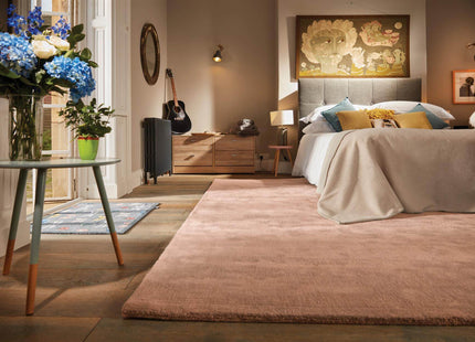 Hush Solid Coral Pink Luxury Rug