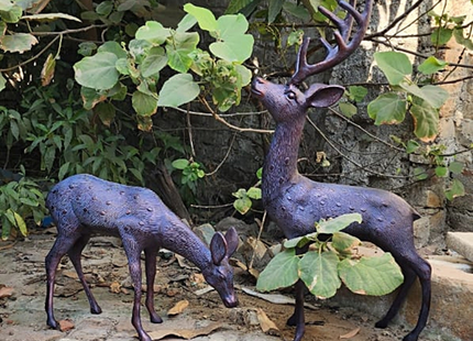 Medium Stag and Doe Garden Sculpture Set – 41–81cm, Antique Bronze