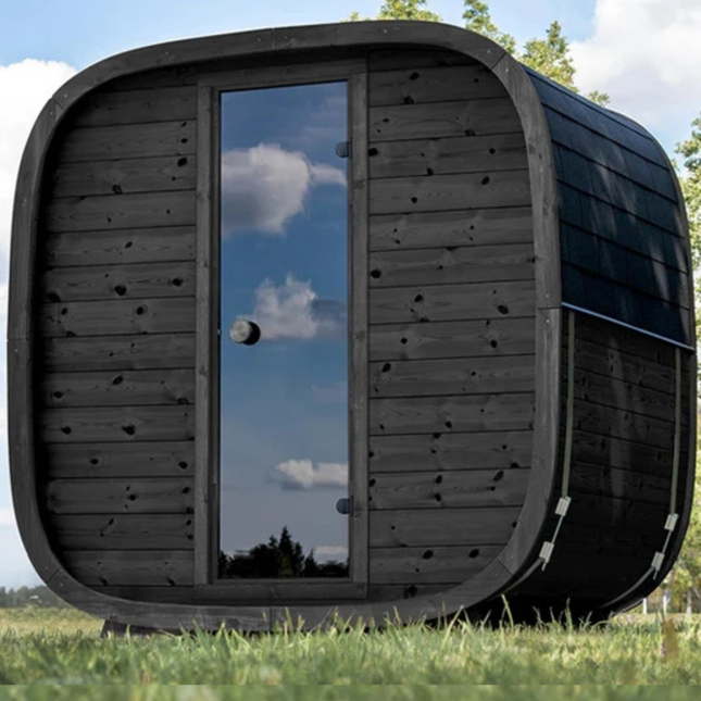 Holl's Onyxia Cube 4 Person Outdoor Sauna – Wooden Front & Back