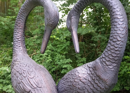 Pair of Love Cranes Garden Sculpture – 100cm, Antique Bronze