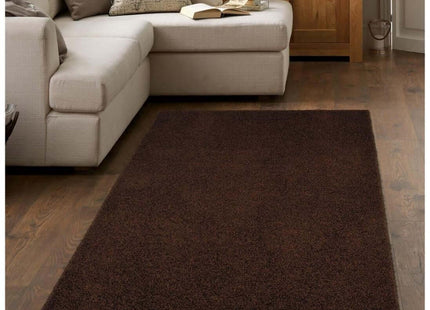 Fiji Chocolate Brown Washable Solid Shaggy Rug