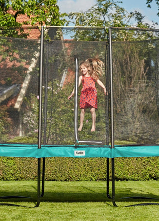 7ft x 5ft Salta Green Rectangular Comfort Edition Trampoline with Enclosure