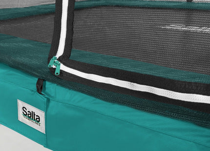 12ft x 8ft Salta Green Rectangular Comfort Edition Trampoline with Enclosure