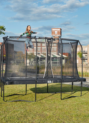 13ft x 8ft Salta Black Rectangular Premium Edition Trampoline with Enclosure