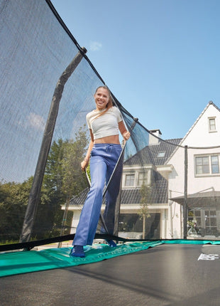12ft x 7ft Salta Green Rectangular First Class Trampoline with Enclosure