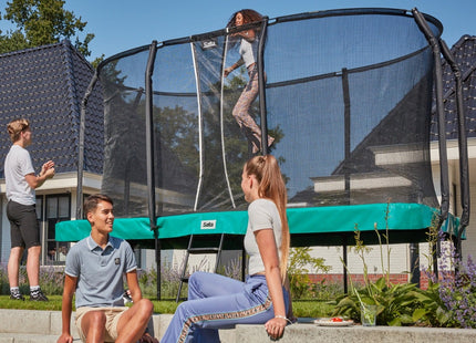 12ft x 7ft Salta Green Rectangular First Class Trampoline with Enclosure