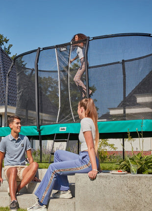 14ft x 8ft Salta Green Rectangular First Class Trampoline with Enclosure