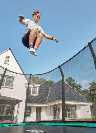 14ft x 8ft Salta Green Rectangular First Class Trampoline with Enclosure