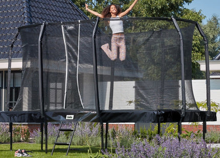 12ft x 7ft Salta Black Rectangular First Class Trampoline with Enclosure