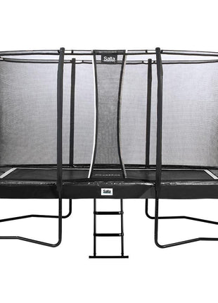 14ft x 8ft Salta Black Rectangular First Class Trampoline with Enclosure