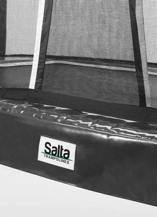 12ft x 7ft Salta Black Rectangular First Class Trampoline with Enclosure