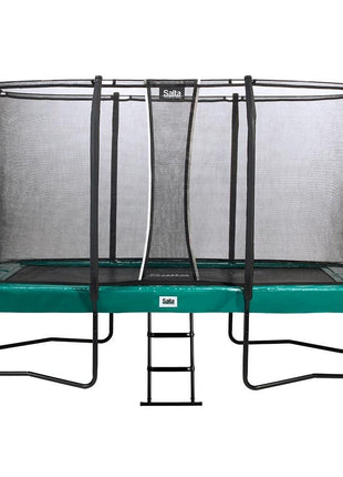 14ft x 8ft Salta Green Rectangular First Class Trampoline with Enclosure