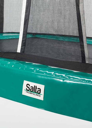 14ft x 8ft Salta Green Rectangular First Class Trampoline with Enclosure