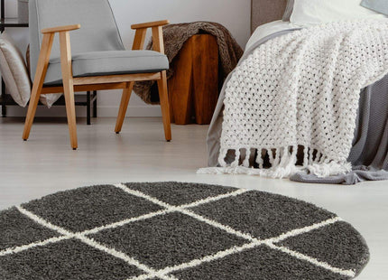 Moroccan Dark Grey Shaggy Rug | 540