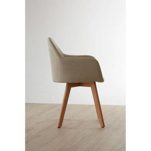 Stockholm Stone Fabric Dining Chair with Wood Legs