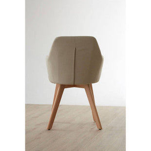 Stockholm Stone Fabric Dining Chair with Wood Legs