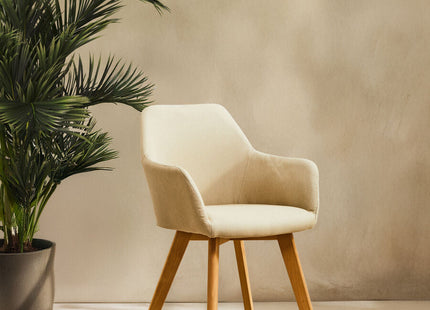 Stockholm Stone Fabric Dining Chair with Wood Legs