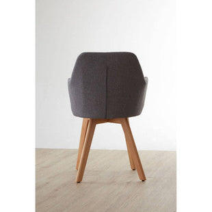 Stockholm Grey Fabric Dining Chair with Wood Legs
