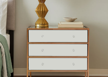Goldie Rose Gold Finish Mirrored 3 Drawer Chest