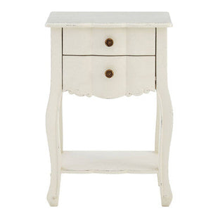 Loire White Wooden 2 Drawer Bedside Table