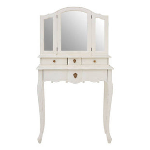 Loire White Wooden Dressing Table with Mirror