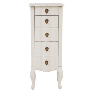 Loire White Wooden Small 5 Drawer Chest