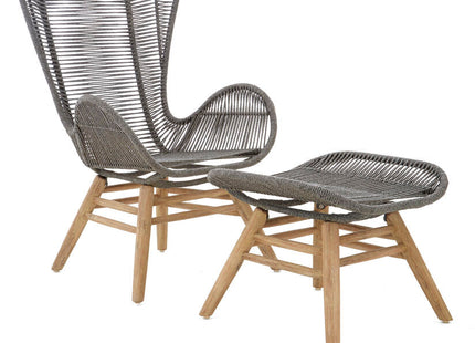 Sisal Grey Woven Rope Lounge Chair and Footstool Set