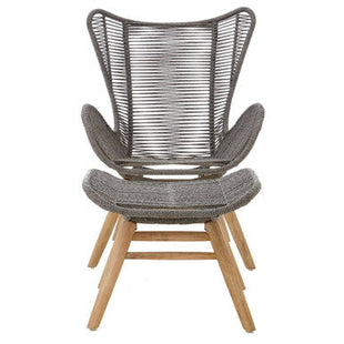 Sisal Grey Woven Rope Lounge Chair and Footstool Set