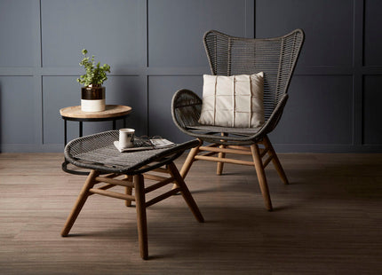 Sisal Grey Woven Rope Lounge Chair and Footstool Set