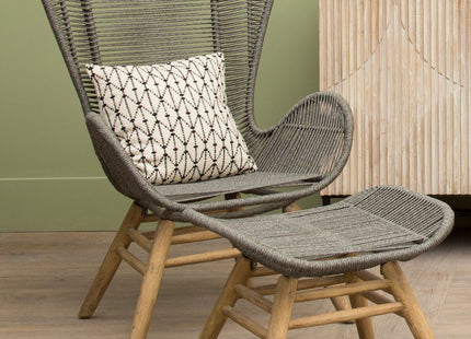 Sisal Grey Woven Rope Lounge Chair and Footstool Set