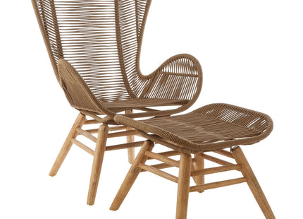 Sisal Latte Woven Rope Lounge Chair and Footstool Set