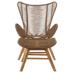Sisal Latte Woven Rope Lounge Chair and Footstool Set