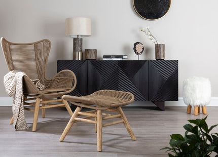 Sisal Latte Woven Rope Lounge Chair and Footstool Set
