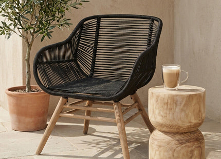 Sisal Black Rope Woven Armchair