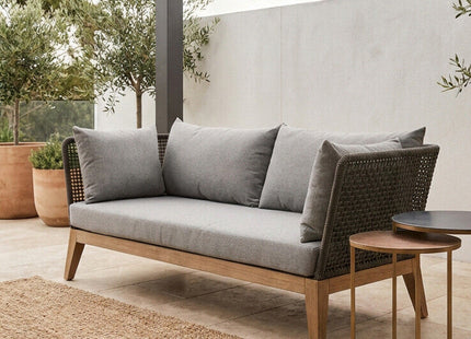 Opus Grey Woven Rope 3 Seater Sofa with Cushions