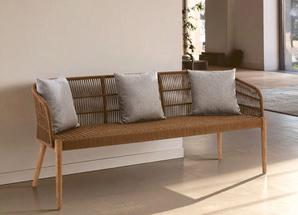 Opus Natural Woven Rope and Wood 3 Seater Sofa