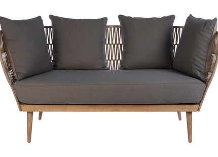 Opus Natural Woven Rope 2 Seater Sofa with Grey Cushions