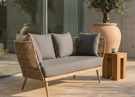Opus Natural Woven Rope 2 Seater Sofa with Grey Cushions