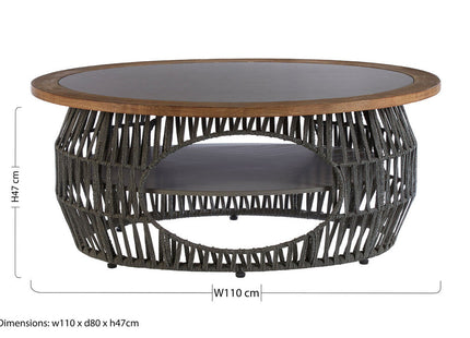 Opus Grey Woven Rope and Stone Coffee Table