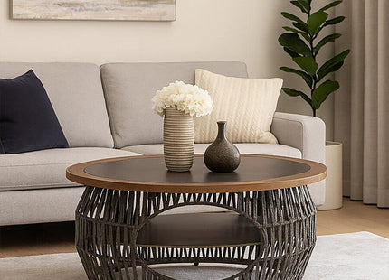 Opus Grey Woven Rope and Stone Coffee Table