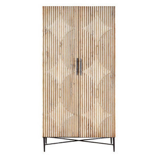 Kyra Grey Wash Elm Wood Carved Wardrobe