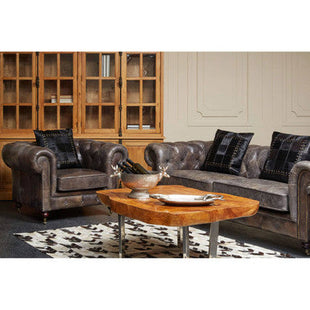 Victor Dark Grey Brown Leather Chesterfield Chair