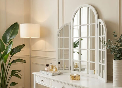 White Finish Dressing Table Mirror | Fret