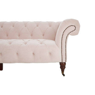 Suri Pale Pink Velvet 3 Seater Modern Chesterfield Sofa