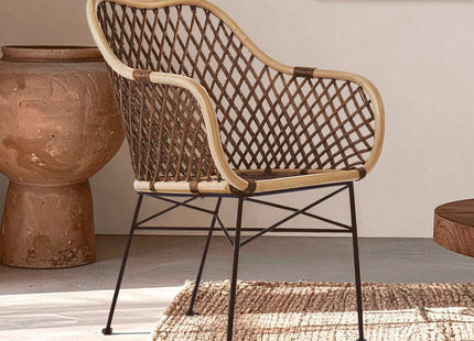 Manado Natural Rattan Chair with Black Finish Legs