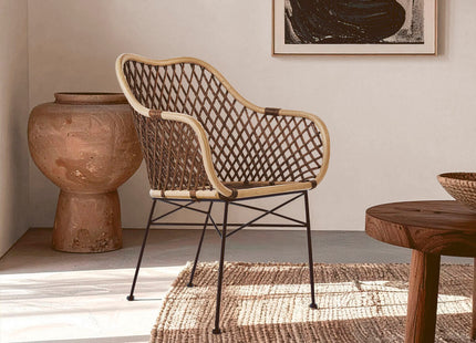 Manado Natural Rattan Chair with Black Finish Legs