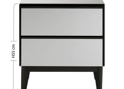 Rovigo Black Finish and Mirrored 2 Drawer Chest