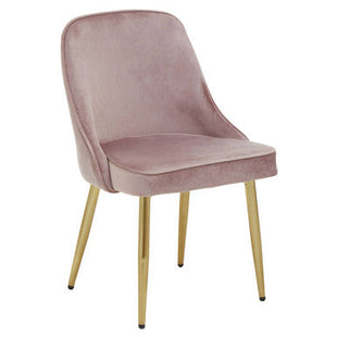 Demi Dusky Pink Velvet Dining Chair with Brushed Gold Finish Legs